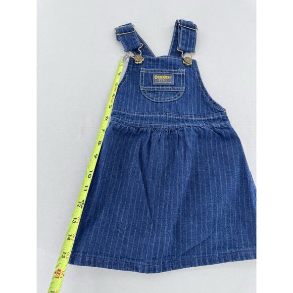 Vtg 90’s Oshkosh Overall Dress Girls Sz 3T Bib Denim Striped NEW - Picture 10 of 11
